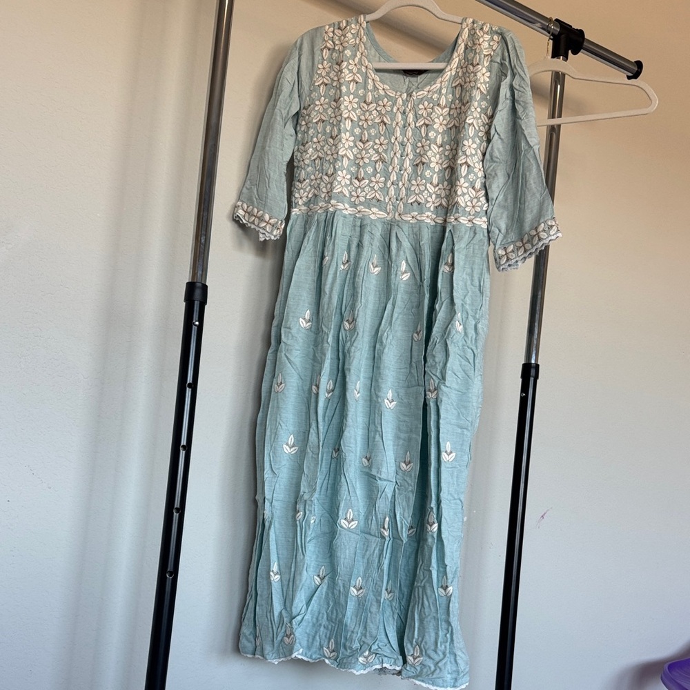 Embroidered Blue Kurta…Indian clothing